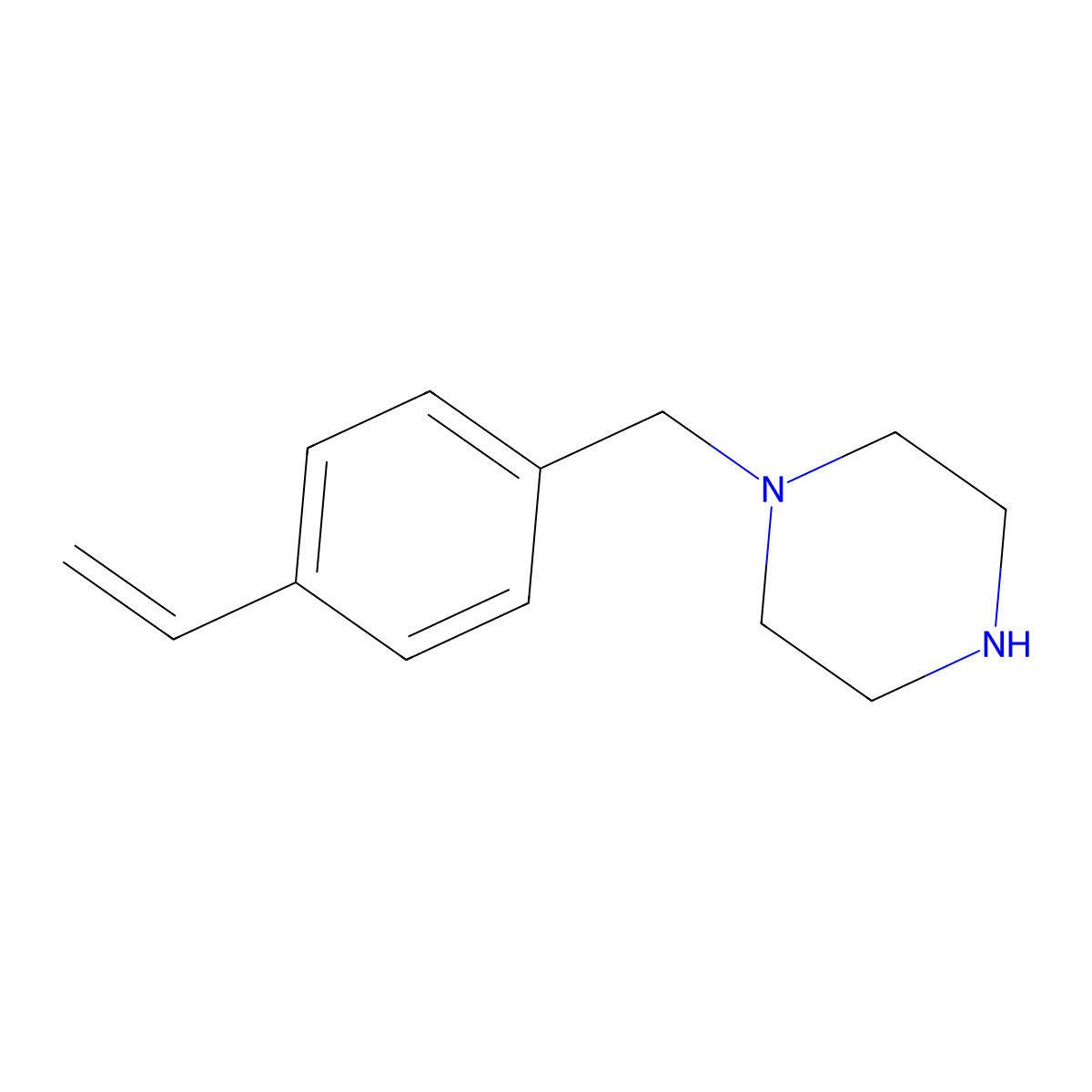 4-(Piperazinylmethyl)styrene molecular structure, CAS 168270-38-0