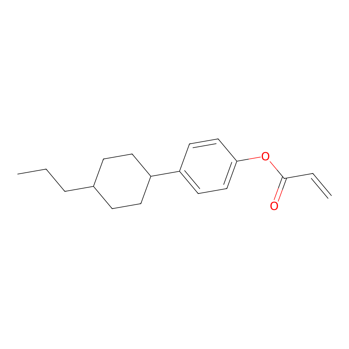 2-Propenoic acid, 4-(trans-4-propylcyclohexyl)phenyl ester molecular structure, CAS 168274-89-3