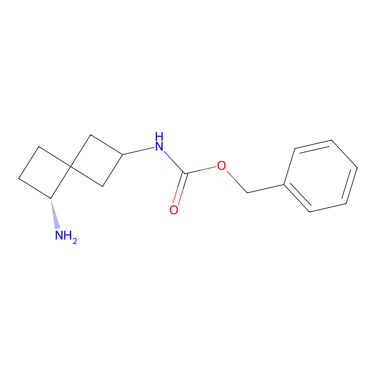 Benzyl ((2S,4r,5R)-5-aminospiro[3.3]heptan-2-yl)carbamate molecular structure, CAS 1682749-22-9