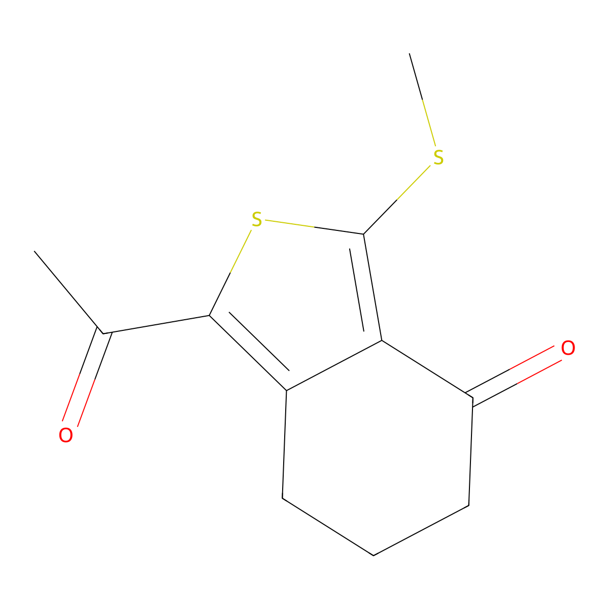 1-acetyl-3-(methylsulfanyl)-6,7-dihydro-2-benzothiophen-4(5H)-one molecular structure, CAS 168279-51-4