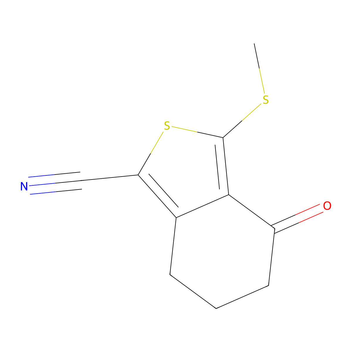 3-(Methylthio)-4-oxo-4,5,6,7-tetrahydro-2-benzothiophene-1-carbonitrile molecular structure, CAS 168279-53-6