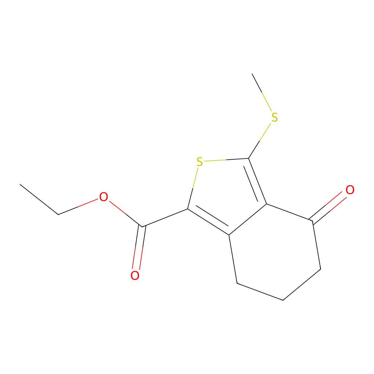 Ethyl 3-(methylthio)-4-oxo-4,5,6,7-tetrahydrobenzo[c]thiophene-1-carboxylate molecular structure, CAS 168279-54-7