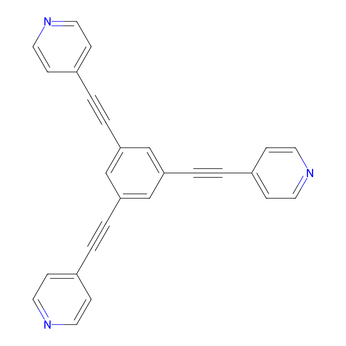 4,4',4''-[(Benzene-1,3,5-triyl)triethyne-2,1-diyl]tripyridine molecular structure, CAS 168289-78-9