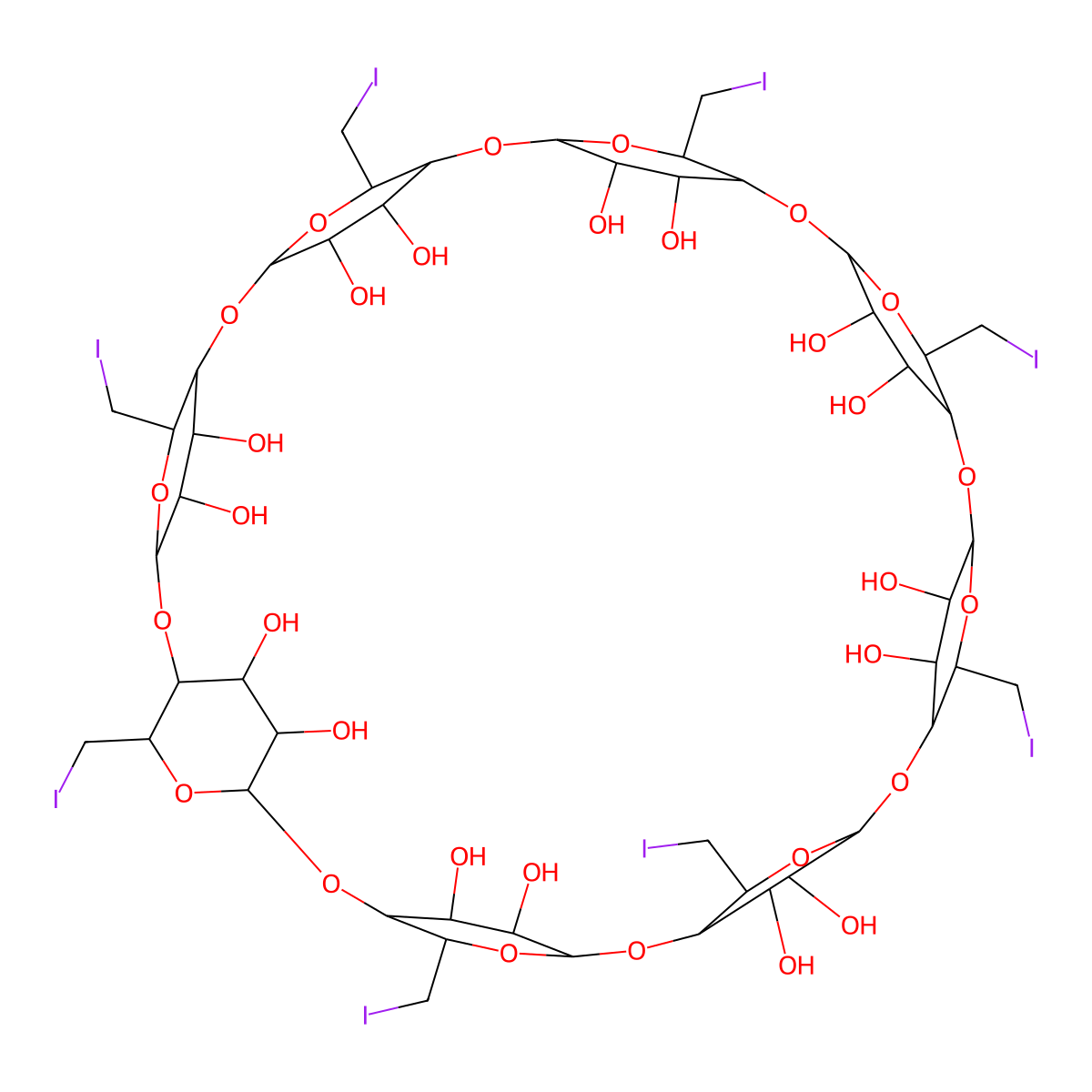 Octakis-6-iodo-6-deoxy-gamma-cyclodextrin molecular structure, CAS 168296-33-1