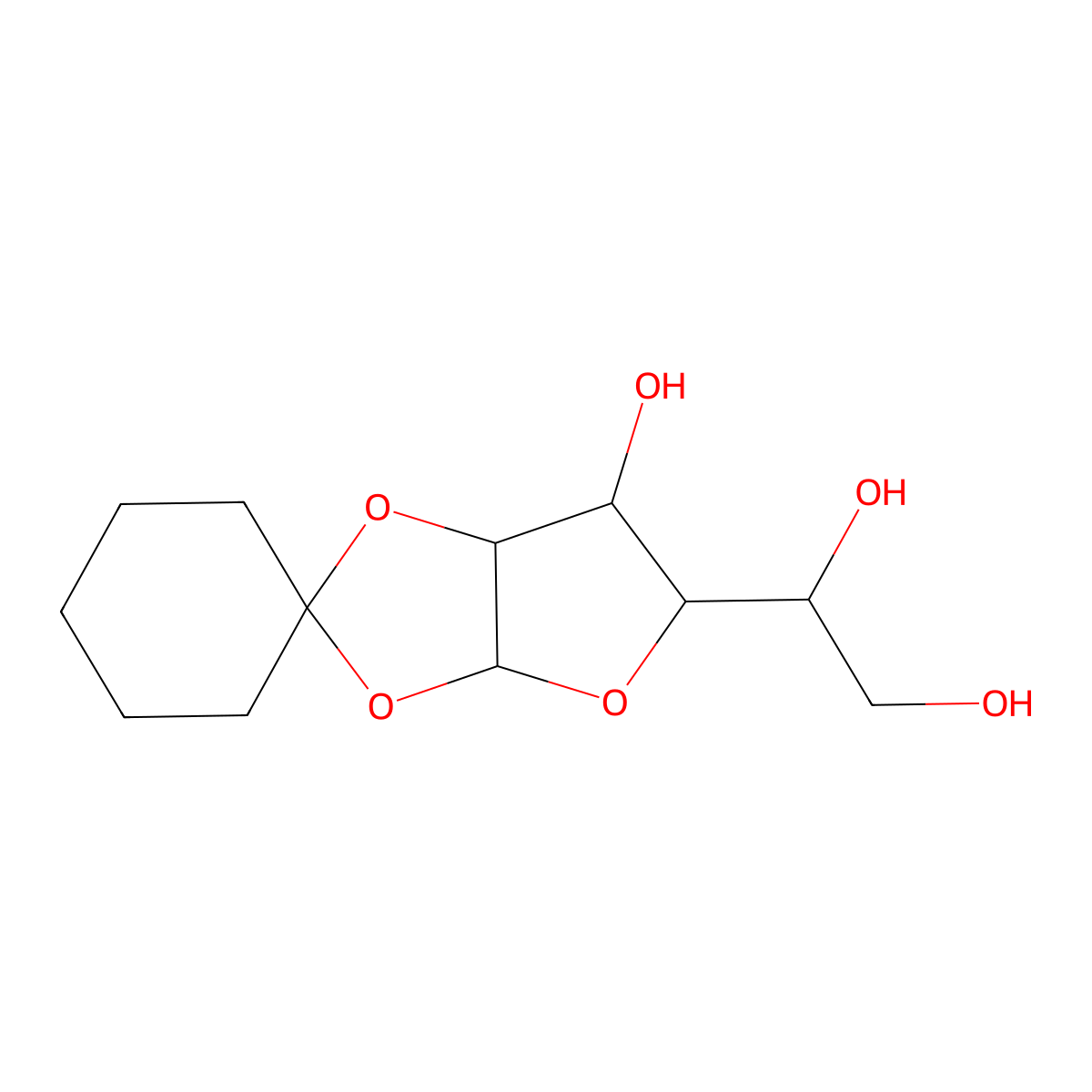 1,2-O-Cyclohexane-1,1-diyl-alpha-D-xylo-hexofuranose molecular structure, CAS 16832-21-6