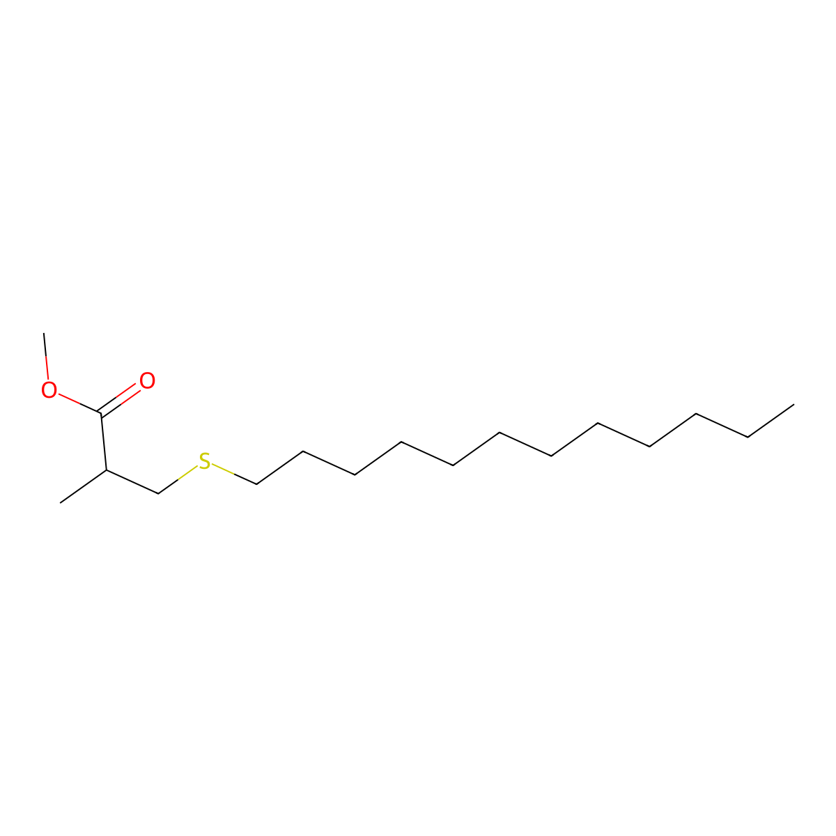 Propanoic acid, 3-(dodecylthio)-2-methyl-, methyl ester molecular structure, CAS 16832-25-0