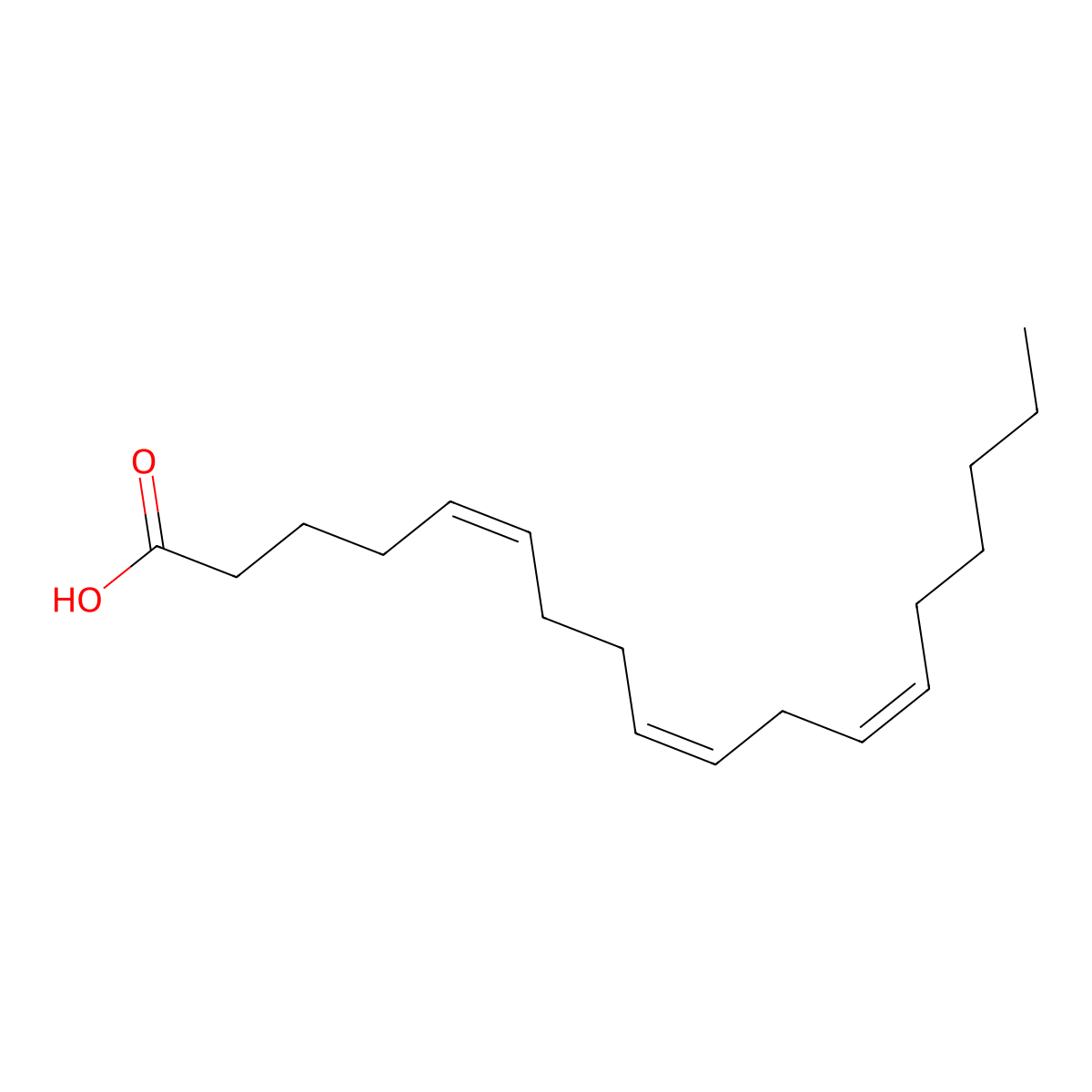 Pinolenic acid molecular structure, CAS 16833-54-8