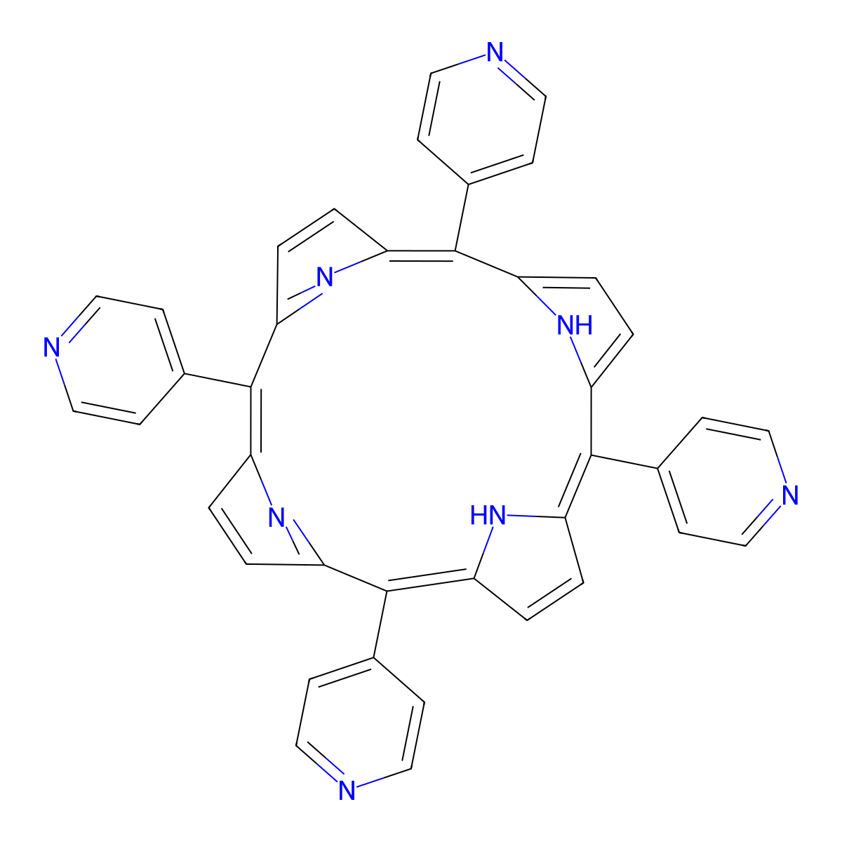 5,10,15,20-Tetrakis(4-pyridyl)-21H,23H-porphine molecular structure, CAS 16834-13-2