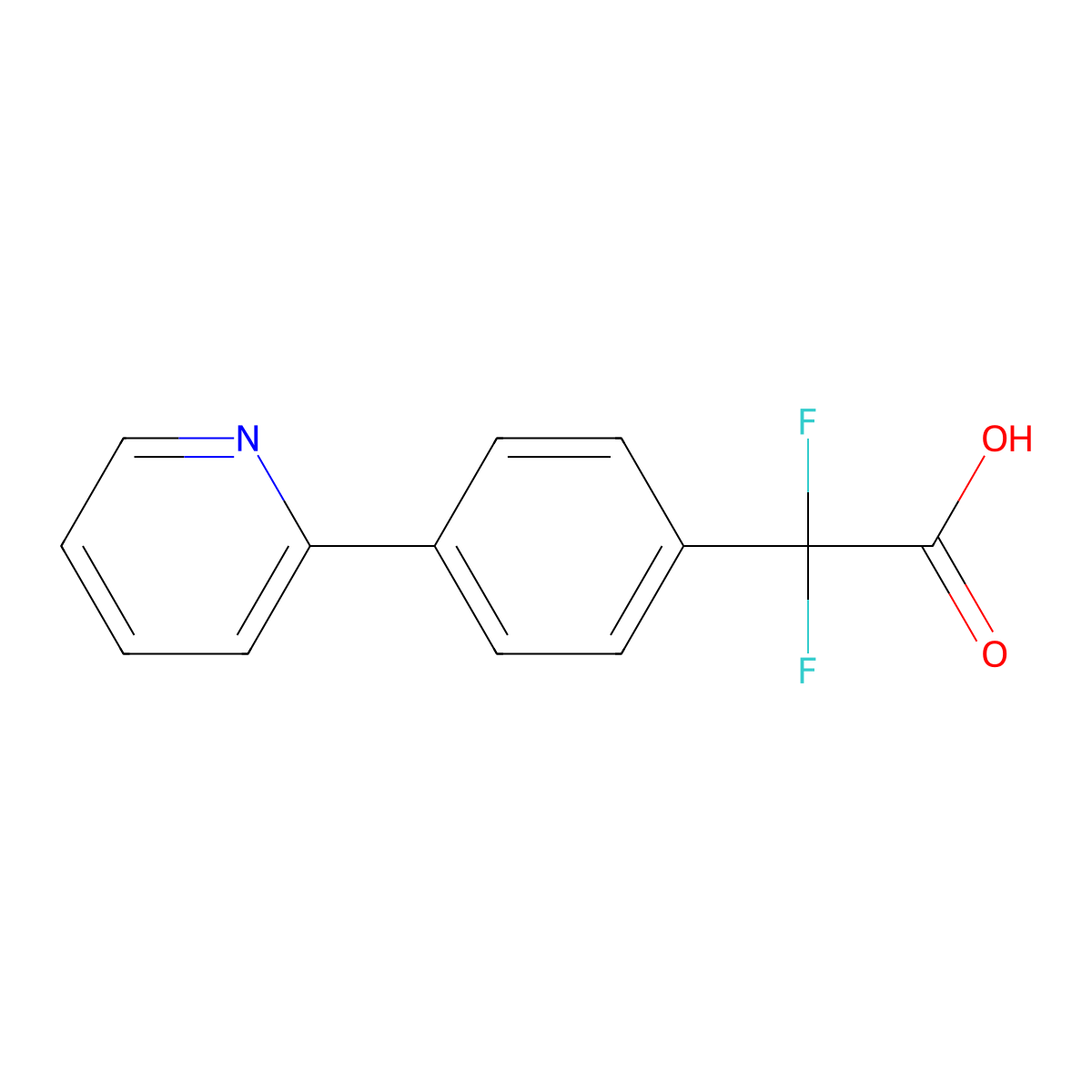 2,2-Difluoro-2-(4-(pyridin-2-yl)phenyl)acetic acid molecular structure, CAS 1683545-39-2
