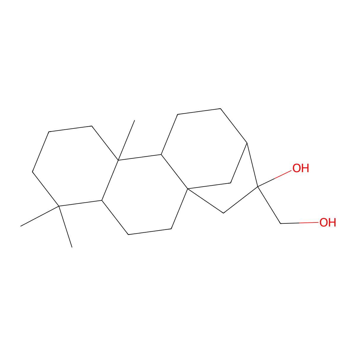 Kauran-16,17-diol molecular structure, CAS 16836-31-0