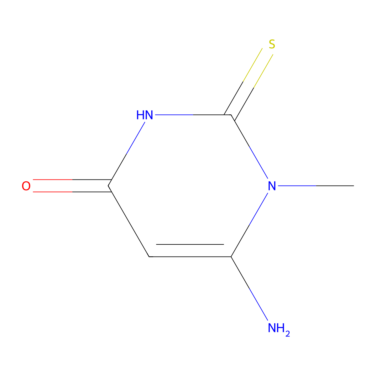 6-amino-1-methyl-2-thioxo-2,3-dihydropyrimidin-4(1H)-one molecular structure, CAS 16837-08-4