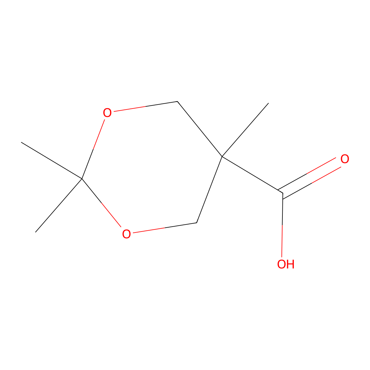 2,2,5-trimethyl-1,3-dioxane-5-carboxylic Acid molecular structure, CAS 16837-14-2