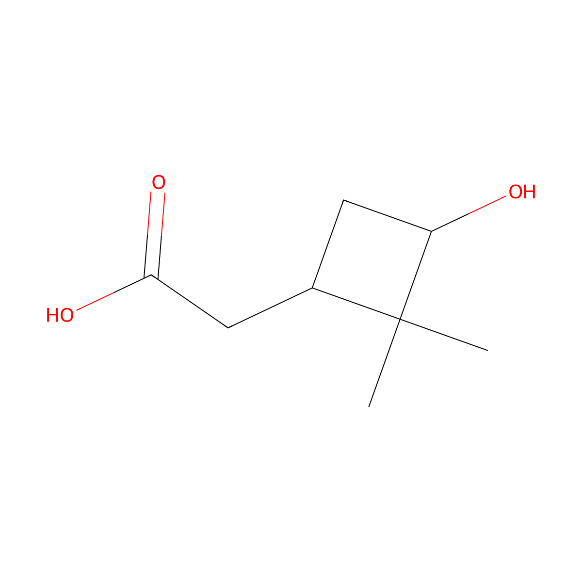 2-(3-Hydroxy-2,2-dimethylcyclobutyl)acetic acid molecular structure, CAS 16838-66-7