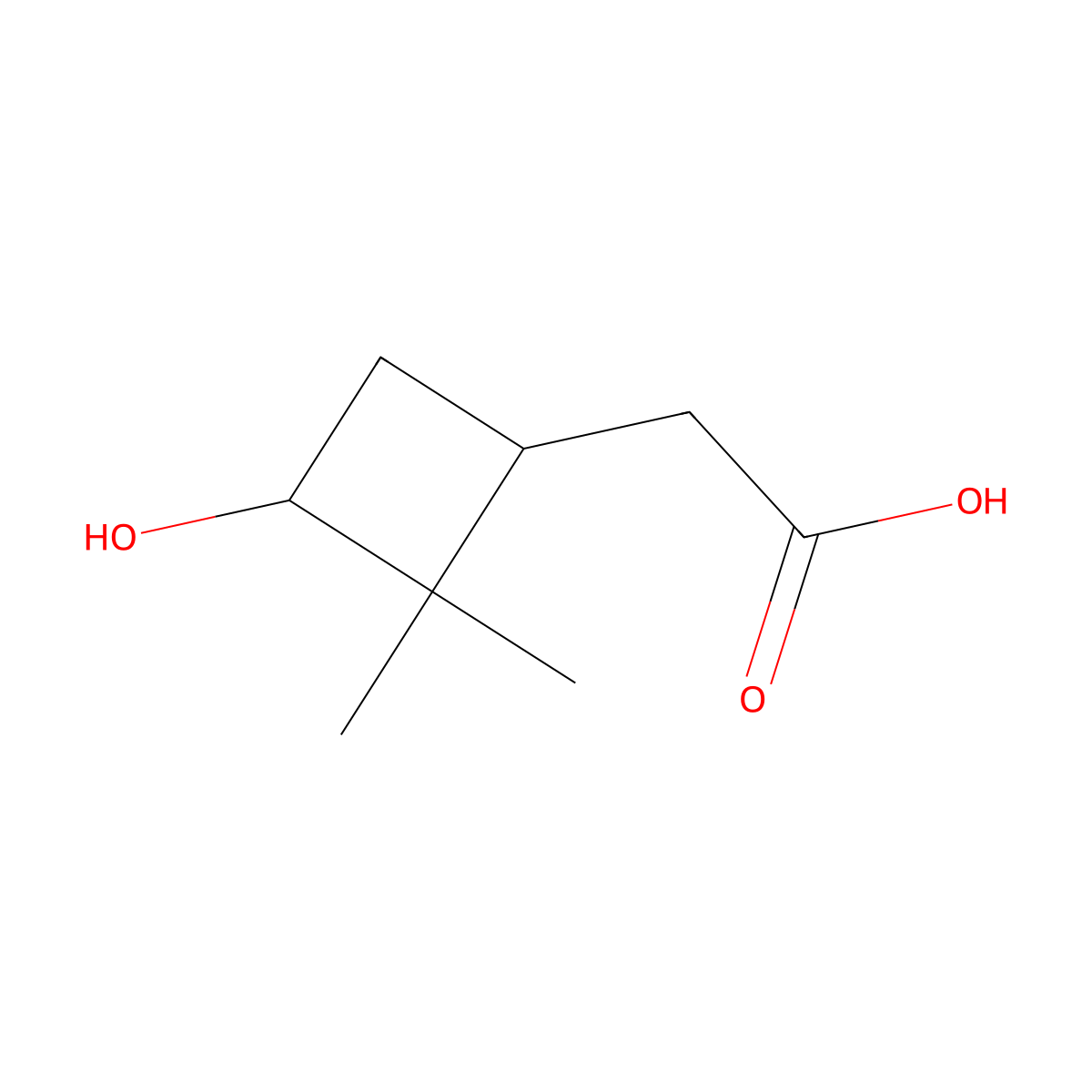2-(3-Hydroxy-2,2-dimethylcyclobutyl)acetic acid molecular structure, CAS 16838-66-7