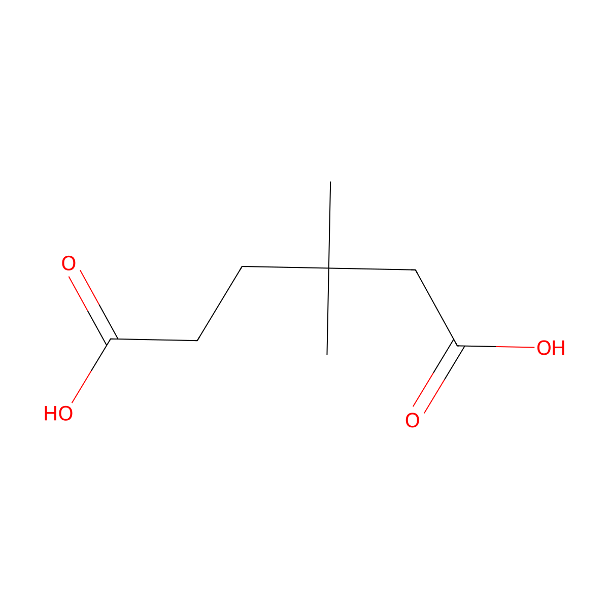 3,3-Dimethylhexanedioic acid molecular structure, CAS 16838-81-6