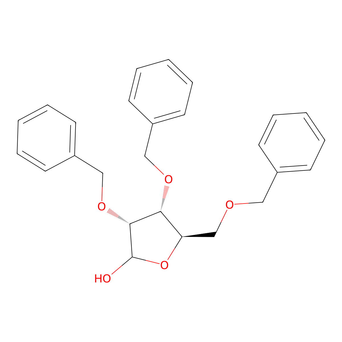 2,3,5-Tri-O-benzyl-D-ribofuranose molecular structure, CAS 16838-89-4