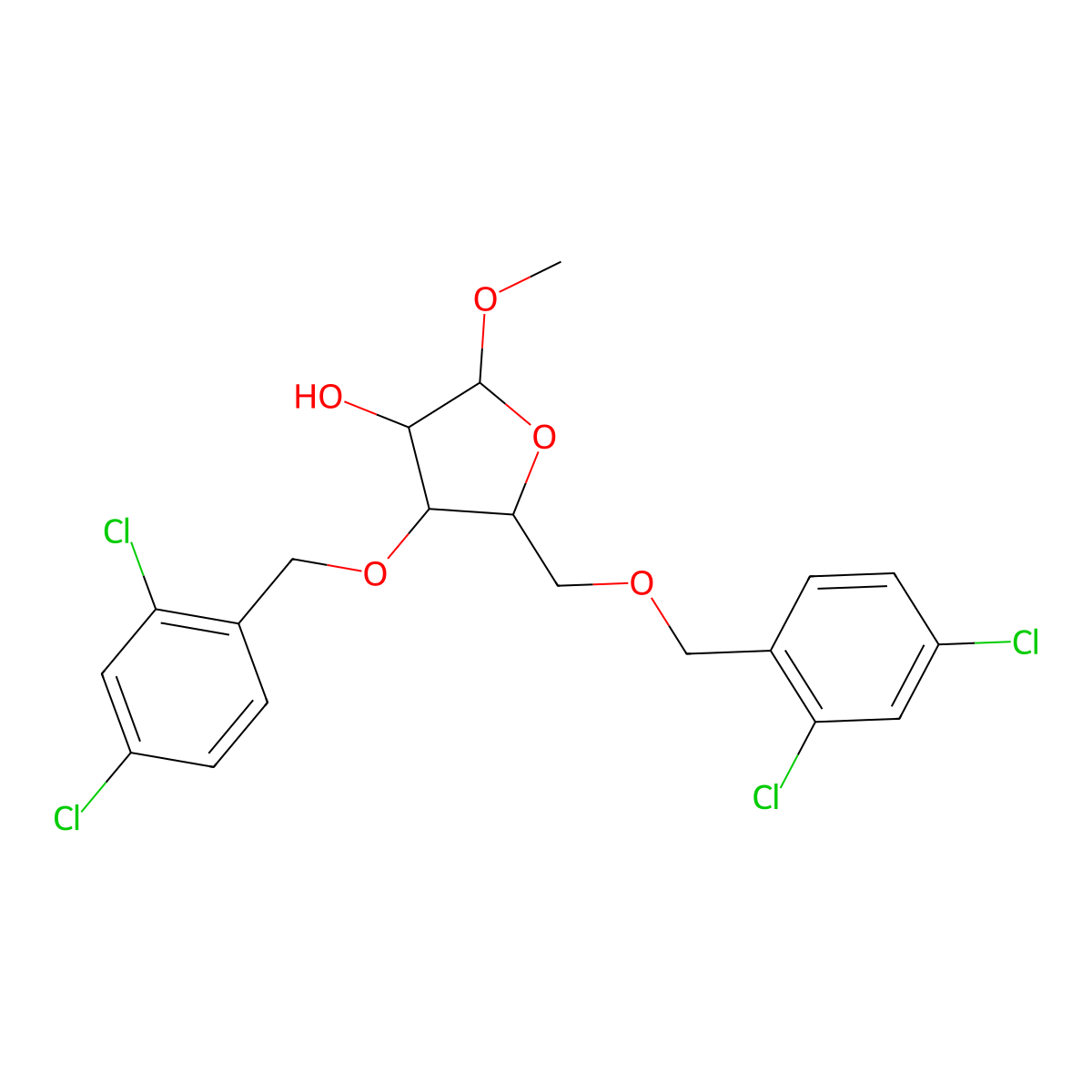 1-Methyl-3,5-bis-O-(2,4-dichlorobenzyl)-alpha-D-ribofuranoside molecular structure, CAS 168427-35-8