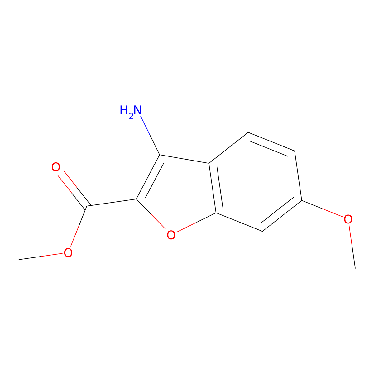 Methyl 3-amino-6-methoxy-1-benzofuran-2-carboxylate molecular structure, CAS 1684389-74-9