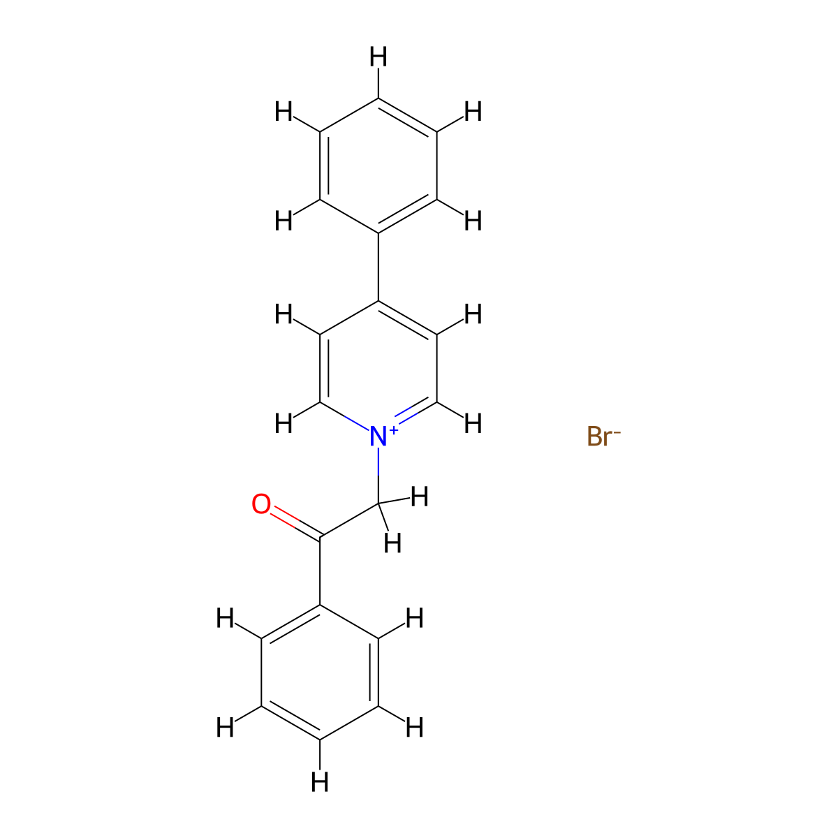 1-(2-Oxo-2-phenylethyl)-4-phenylpyridin-1-ium bromide molecular structure, CAS 16844-15-8