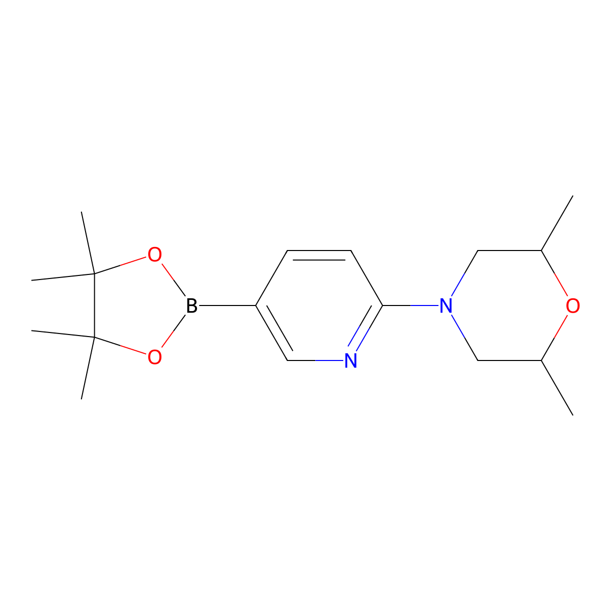 (2R,6S)-2,6-dimethyl-4-[5-(4,4,5,5-tetramethyl-1,3,2-dioxaborolan-2-yl)pyridin-2-yl]morpholine molecular structure, CAS 1684430-48-5