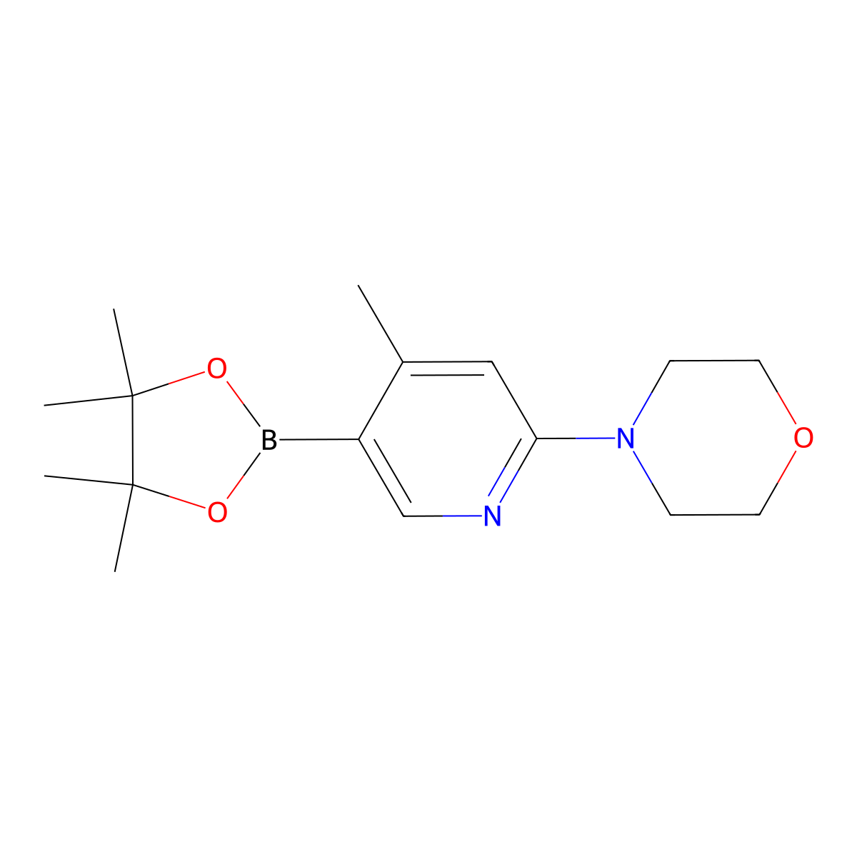 4-(4-Methyl-5-(4,4,5,5-tetramethyl-1,3,2-dioxaborolan-2-yl)pyridin-2-yl)morpholine molecular structure, CAS 1684430-49-6