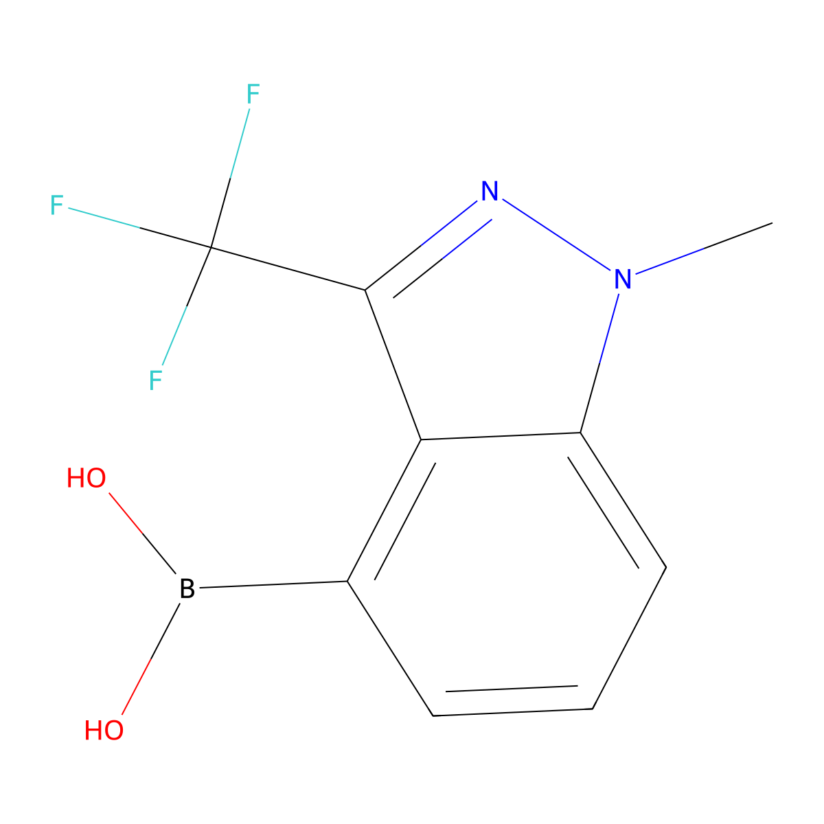 [1-Methyl-3-(trifluoromethyl)-1H-indazol-4-yl]boronic acid molecular structure, CAS 1684434-10-3