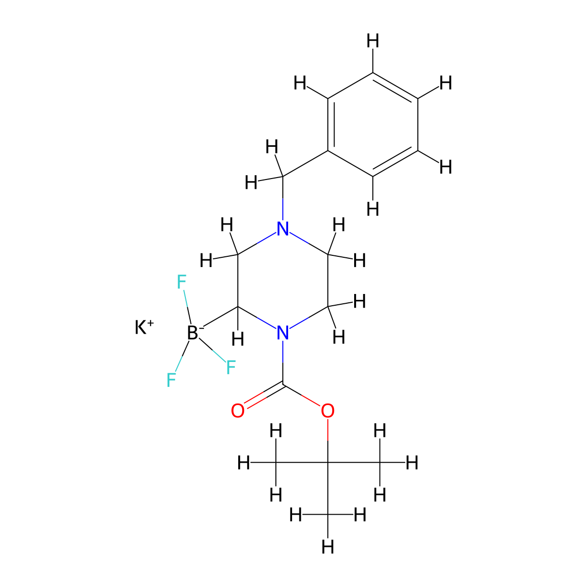 Potassium 4-benzyl-1-(tert-butoxycarbonyl)piperazin-2-yltrifluoroborate molecular structure, CAS 1684443-08-0
