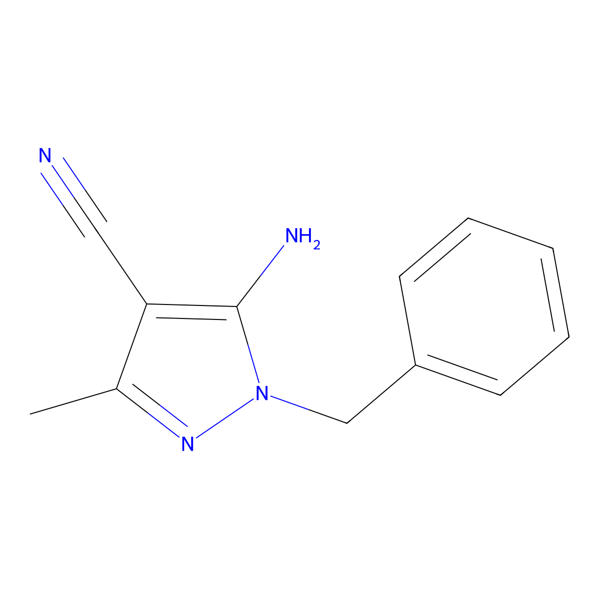 5-Amino-1-benzyl-3-methyl-1H-pyrazole-4-carbonitrile molecular structure, CAS 168465-06-3