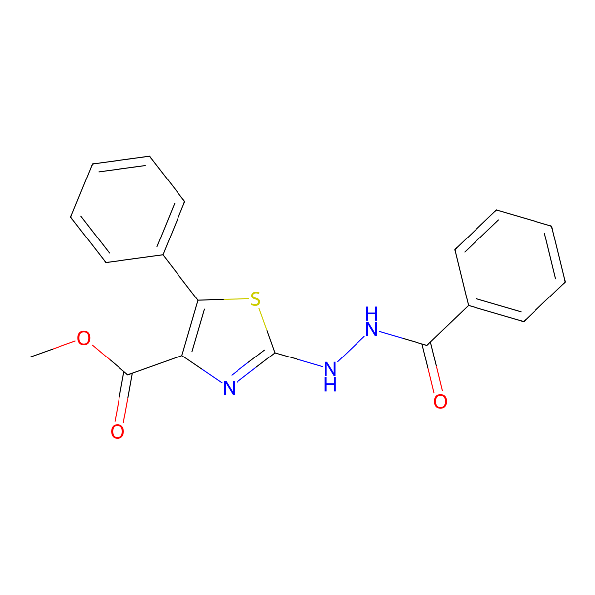 Methyl 2-(2-benzoylhydrazinyl)-5-phenyl-1,3-thiazole-4-carboxylate molecular structure, CAS 168482-03-9