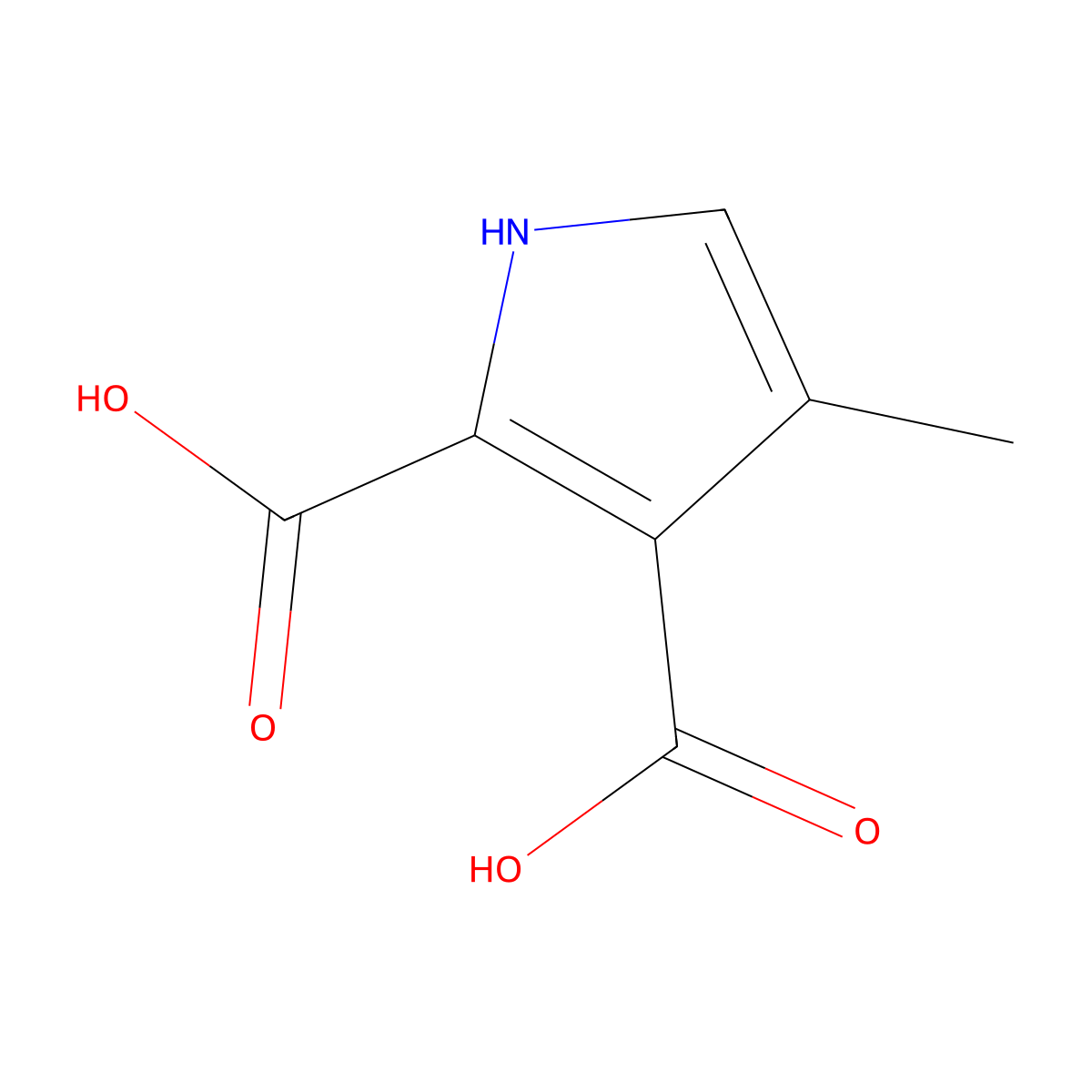 4-Methyl-1H-pyrrole-2,3-dicarboxylic acid molecular structure, CAS 16849-03-9
