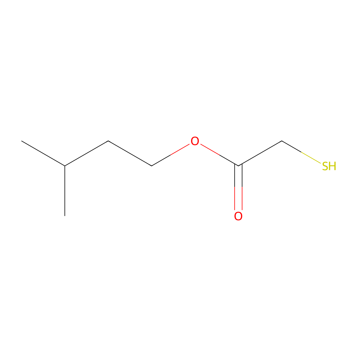 Isopentyl thioglycolate molecular structure, CAS 16849-97-1