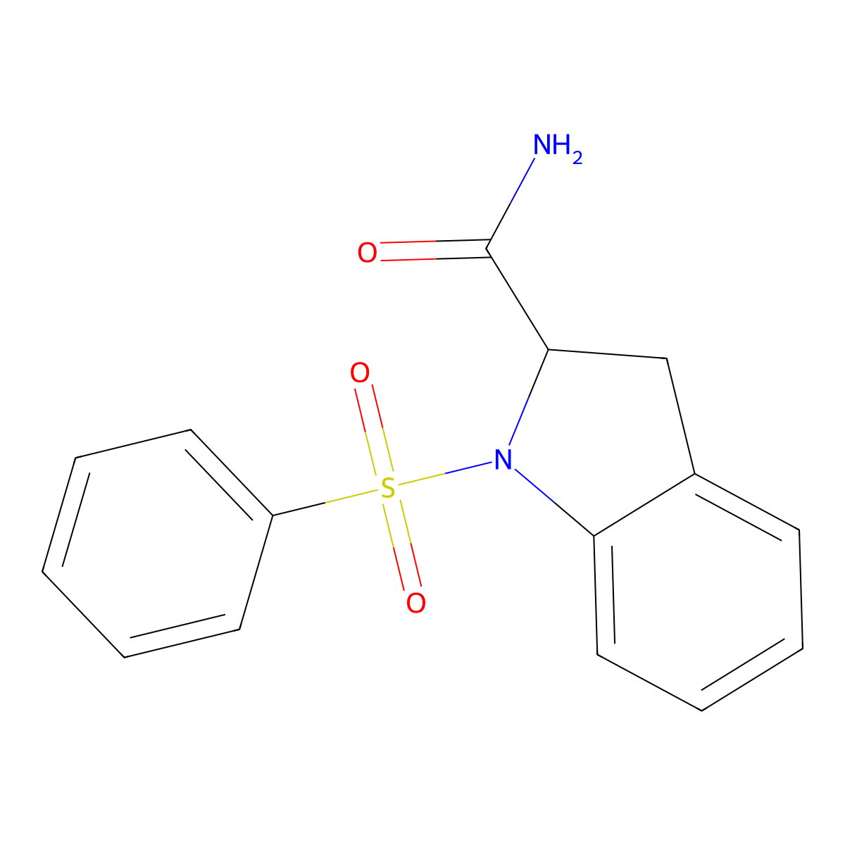 1-(Phenylsulfonyl)indoline-2-carboxamide molecular structure, CAS 16851-61-9