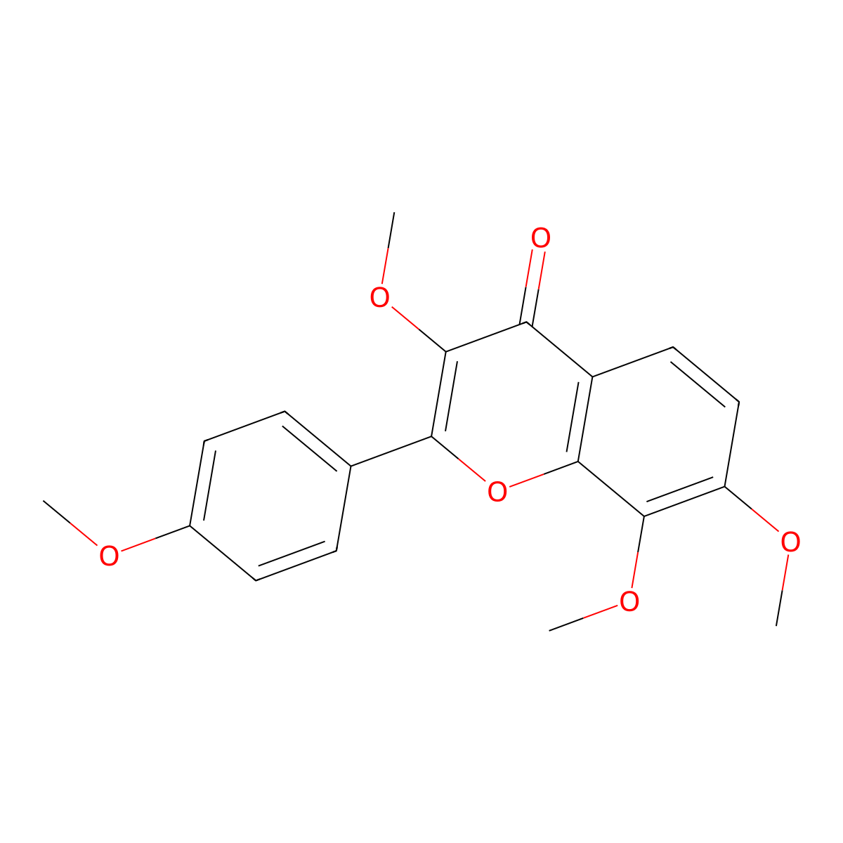 4H-1-Benzopyran-4-one, 3,7,8-trimethoxy-2-(4-methoxyphenyl)- molecular structure, CAS 16854-93-6