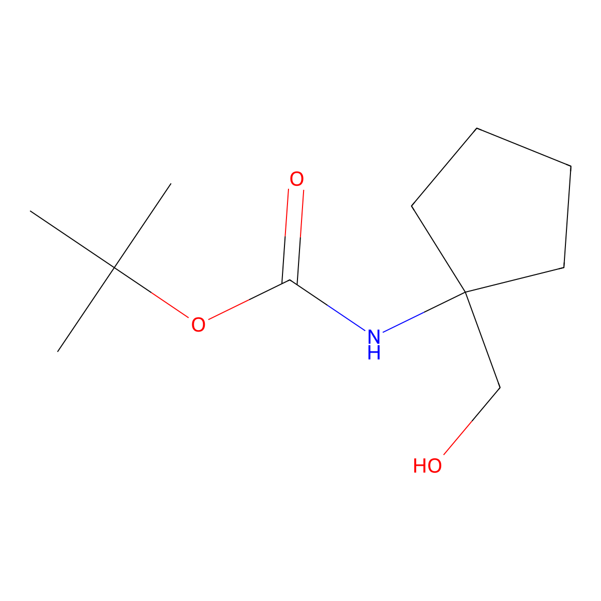 tert-butyl N-(1-(hydroxymethyl)cyclopentyl)carbamate molecular structure, CAS 168540-07-6