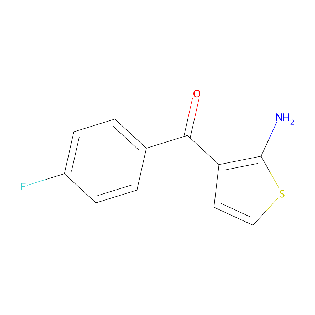 (2-Aminothiophen-3-YL)(4-fluorophenyl)methanone molecular structure, CAS 168542-30-1