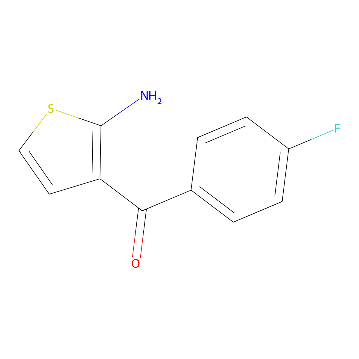 (2-Aminothiophen-3-YL)(4-fluorophenyl)methanone molecular structure, CAS 168542-30-1