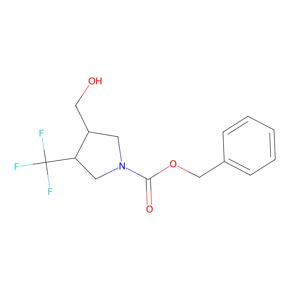 trans-1-Benzyloxycarbonyl-3-hydroxymethyl-4-trifluoromethylpyrrolidine molecular structure, CAS 168544-86-3