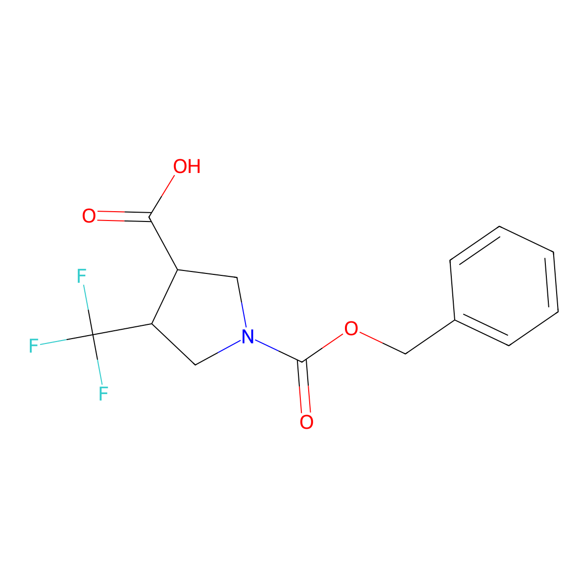 rac-(3R,4R)-1-((benzyloxy)carbonyl)-4-(trifluoromethyl)pyrrolidine-3-carboxylic acid molecular structure, CAS 168544-93-2