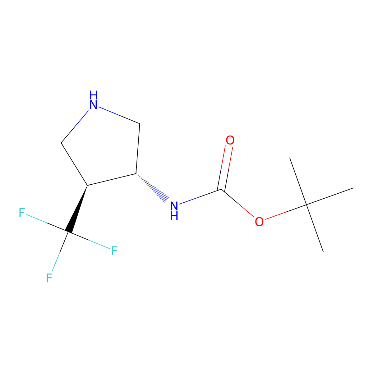 rac-tert-butyl N-((3R,4S)-4-(trifluoromethyl)pyrrolidin-3-yl)carbamate molecular structure, CAS 168544-95-4