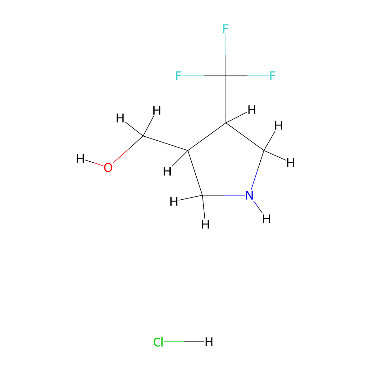 (4-Trifluoromethyl-pyrrolidin-3-YL)-methanol hydrochloride molecular structure, CAS 168544-97-6