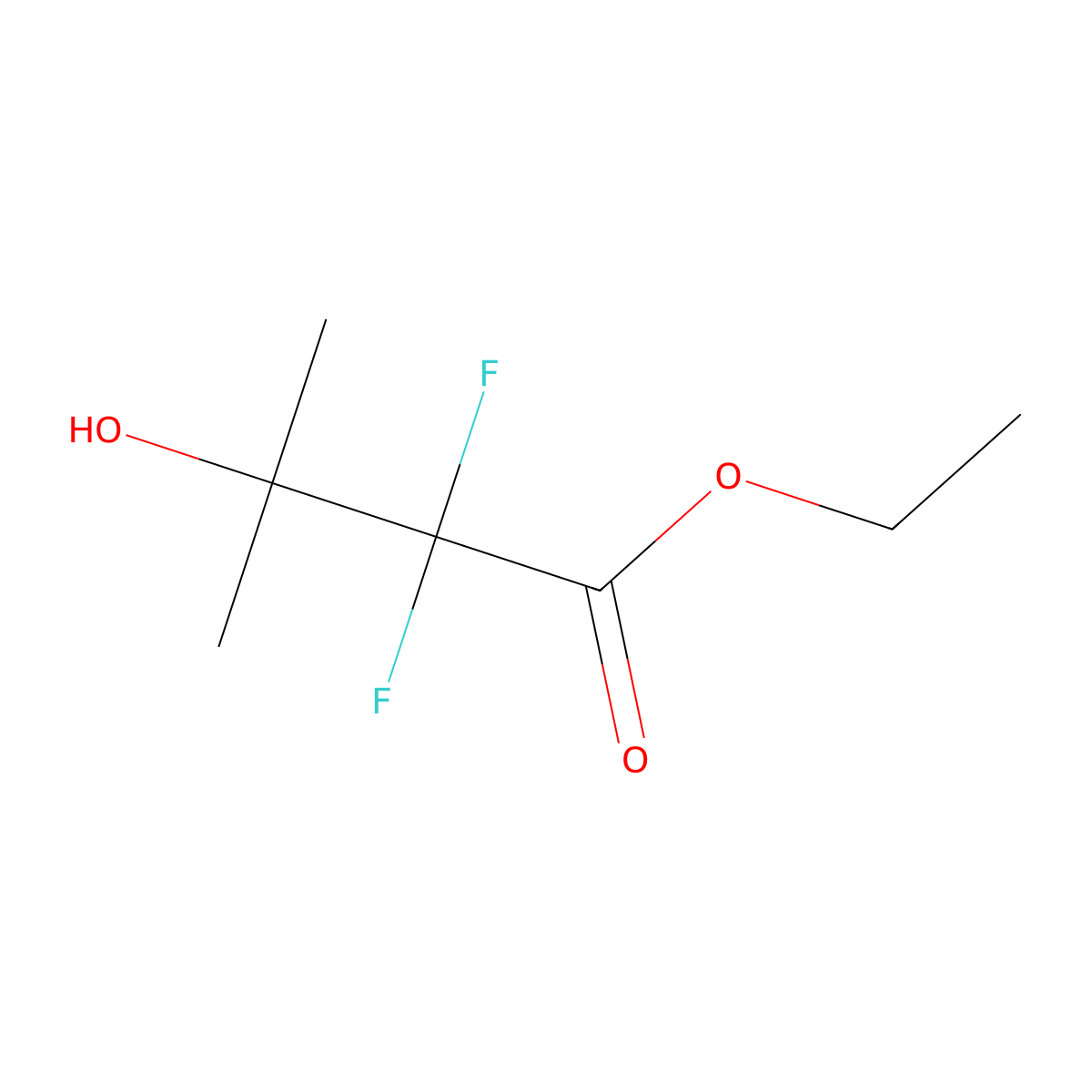 Ethyl 2,2-difluoro-3-hydroxy-3-methylbutanoate molecular structure, CAS 168558-19-8