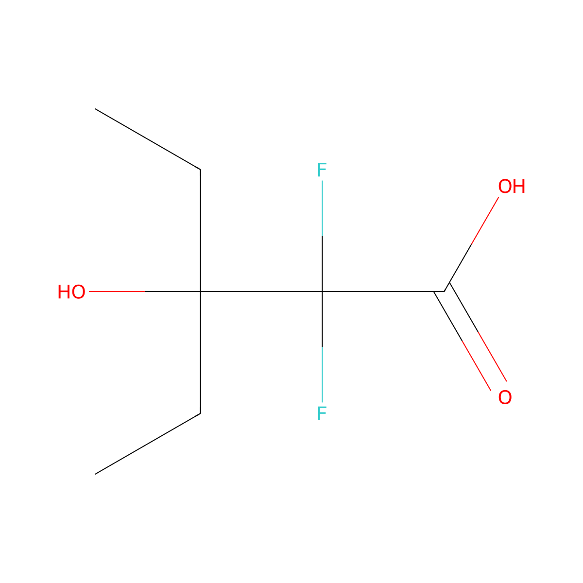 3-Ethyl-2,2-difluoro-3-hydroxypentanoic acid molecular structure, CAS 168558-23-4