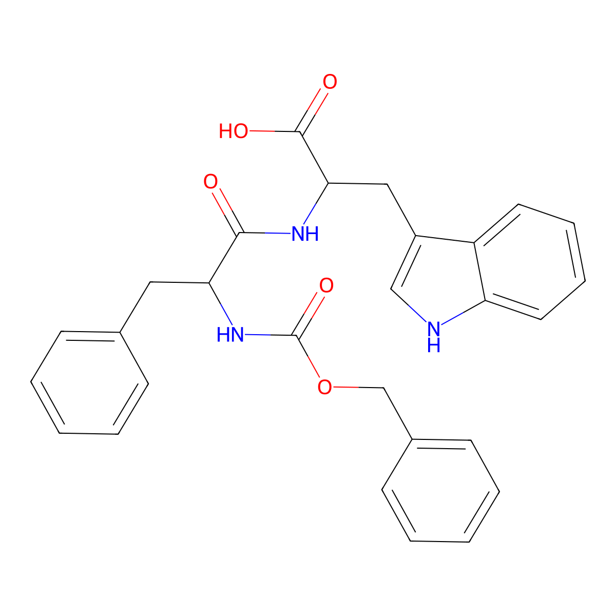 (S)-2-((S)-2-(((Benzyloxy)carbonyl)amino)-3-phenylpropanamido)-3-(1H-indol-3-yl)propanoic acid molecular structure, CAS 16856-28-3