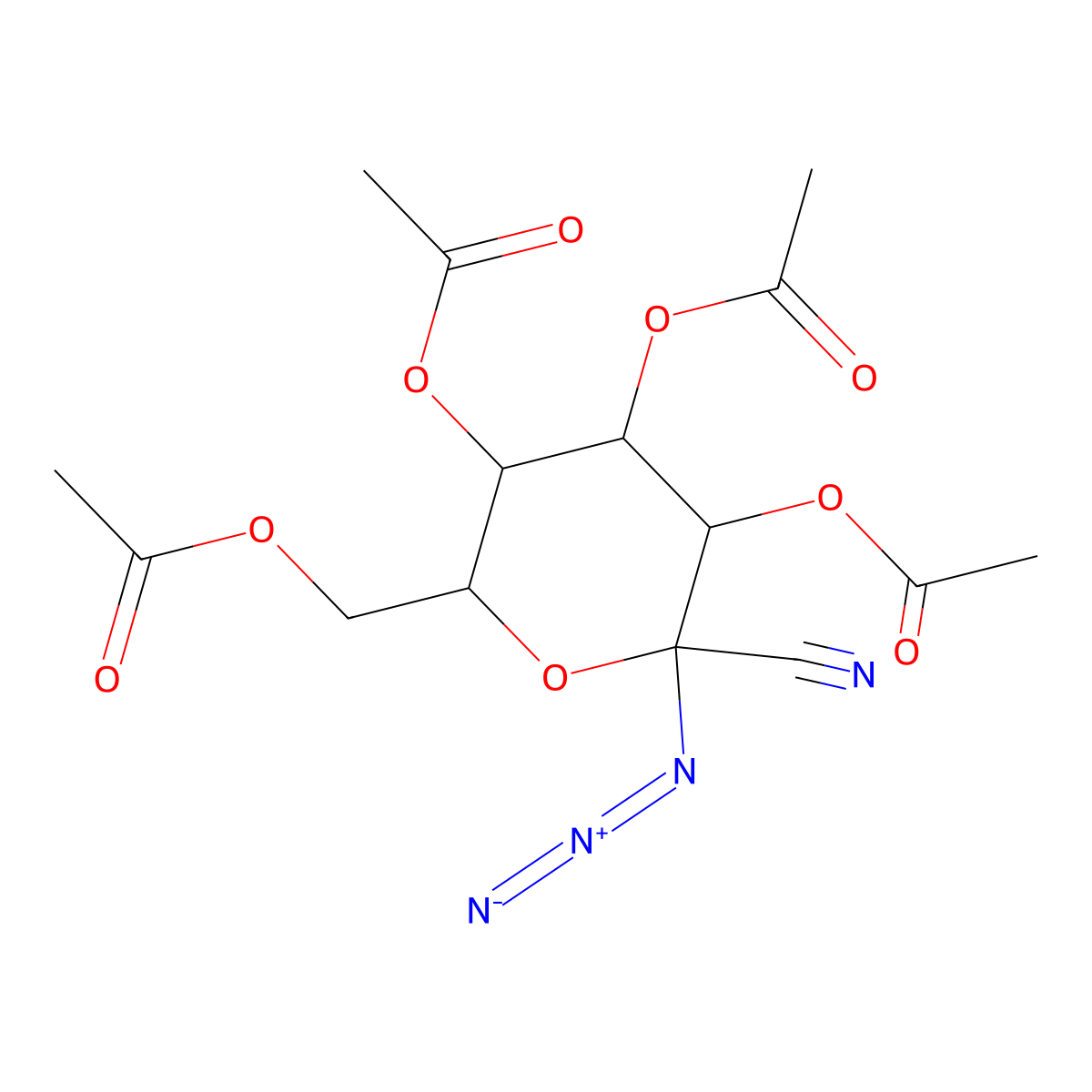 2,3,4,6-Tetra-O-acetyl-1-azido-1-deoxy-alpha-D-galactopyranosyl cyanide molecular structure, CAS 168567-90-6