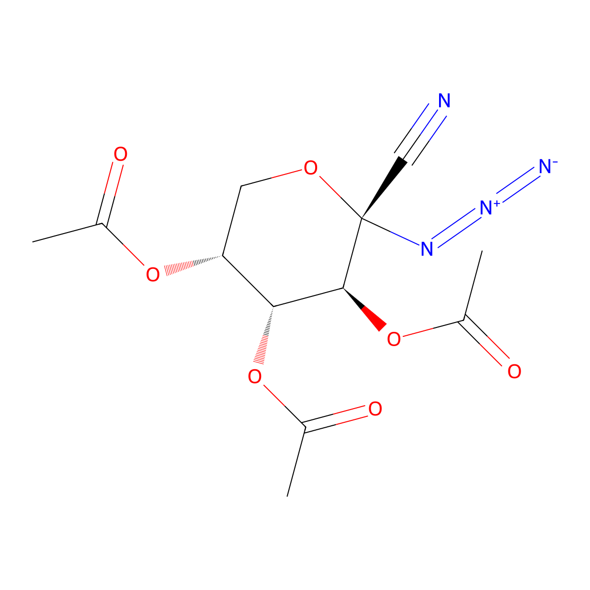 2,3,4-Tri-O-acetyl-1-azido-1-deoxy-b-D-arabinopyranosyl cyanide molecular structure, CAS 168567-91-7