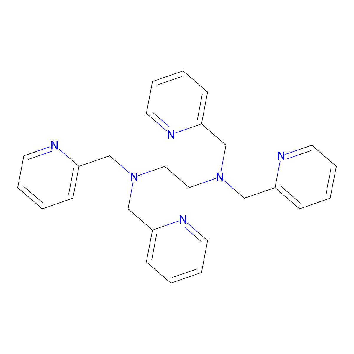 N,N,N',N'-Tetrakis(2-pyridylmethyl)ethylenediamine molecular structure, CAS 16858-02-9