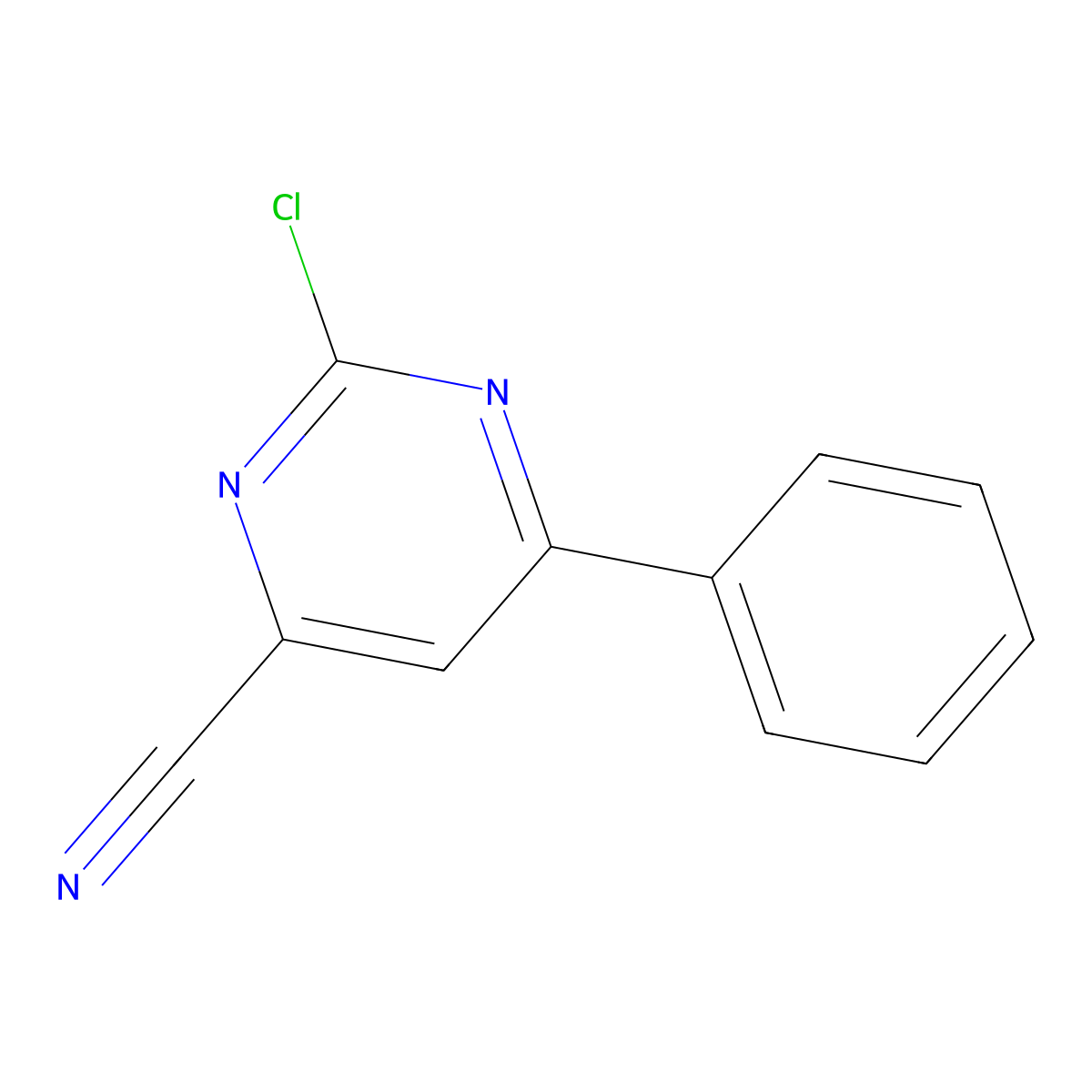 2-Chloro-6-phenylpyrimidine-4-carbonitrile molecular structure, CAS 16858-59-6