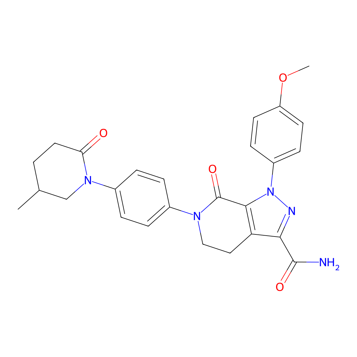 1-(4-methoxyphenyl)-6-(4-(5-methyl-2-oxopiperidin-1-yl)phenyl)-7-oxo-4,5,6,7-tetrahydro-1H-pyrazolo[3,4-c]pyridine-3-carboxamide molecular structure, CAS 1686149-74-5