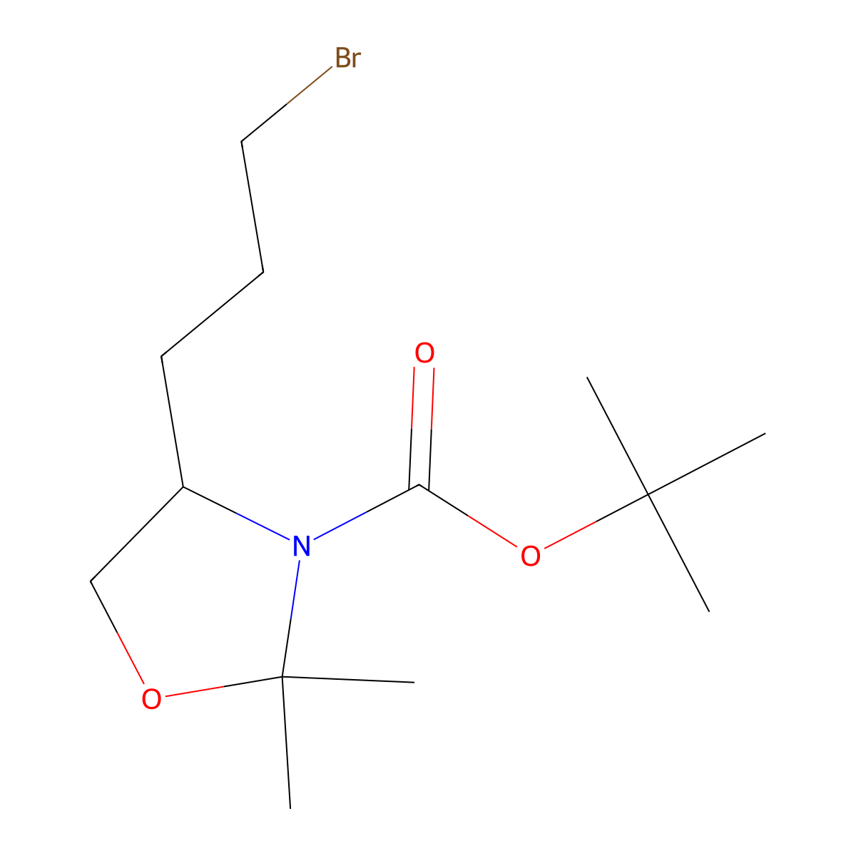tert-butyl (4R)-4-(3-bromopropyl)-2,2-dimethyl-1,3-oxazolidine-3-carboxylate molecular structure, CAS 1686157-51-6