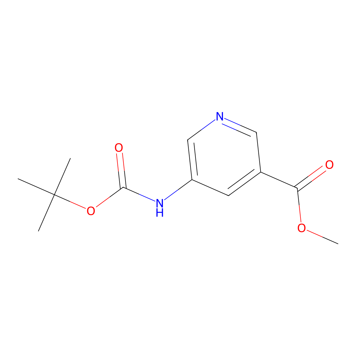 Methyl 5-(tert-butoxycarbonylamino)nicotinate molecular structure, CAS 168618-38-0